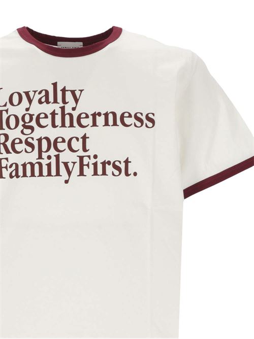 White/bordeaux t-shirt Family first | TS2406WHITE